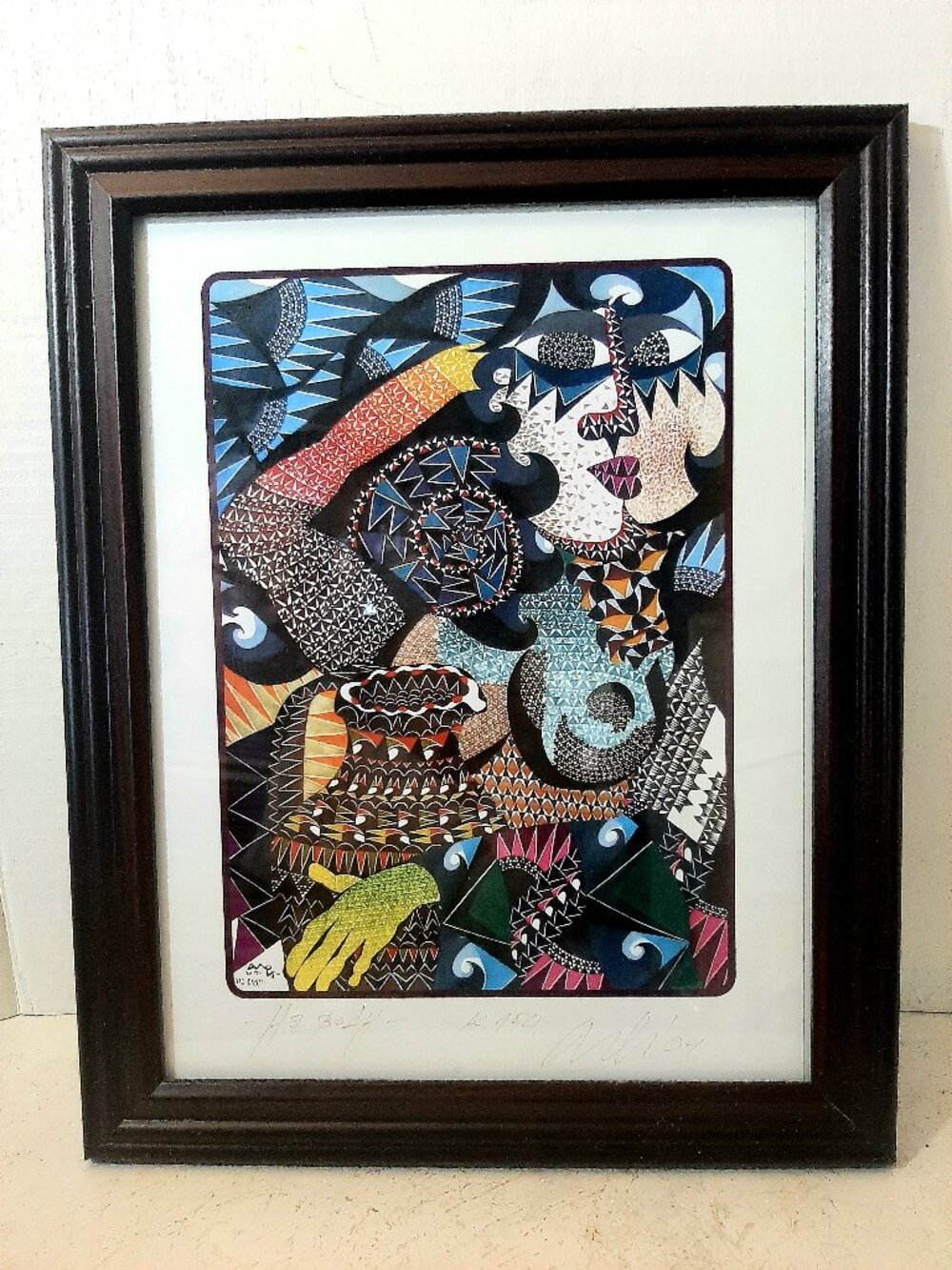 Signed and Framed  Geometric Print by ALFI.